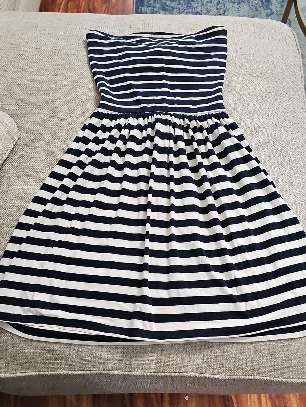 Ocean Drive Black and Cream Striped Strapless Sundress Size Large